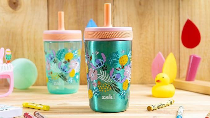 Zak Designs Disney Lilo and Stitch Kelso Tumbler Set, Leak-Proof Screw-On Lid - Image 9