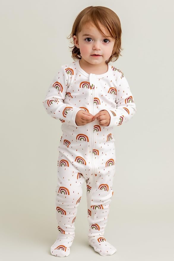 O2 BABY Baby Boys Girls Organic Cotton Zip-Front Sleeper Pajamas, Footed Sleep - Image 2