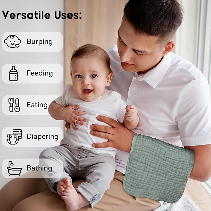 Muslin Burp Cloths for Baby 100% Cotton Burping Cloths for Boys Girls Large - Image 5
