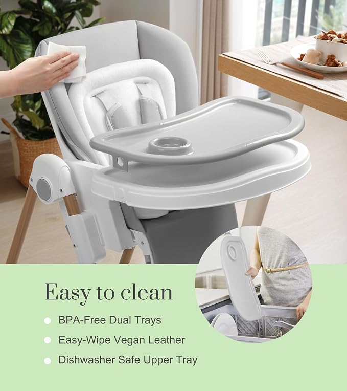 Mallify Foldable High Chairs for Babies and Toddlers, 3-in-1 Convertible Baby - Image 2