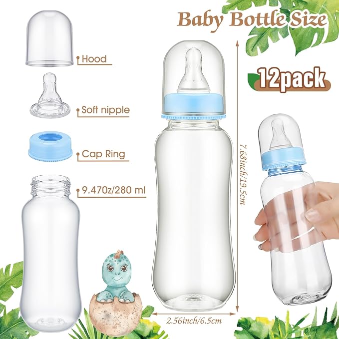 TrelaCo Dinosaur Cool Baby Shower Games Bottle Chug Sign Wooden Green Leaf Gift - Image 3
