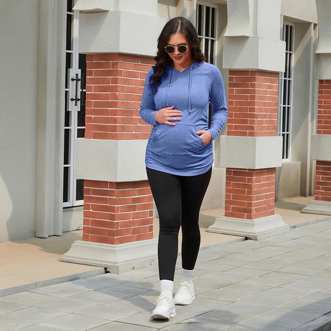 GINKANA Maternity Hoodie Long Sleeves Shirts Casual Maternity Top Pregnancy - Image 5