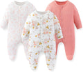 Unisex Baby Boy Girl Footies Rompers Cotton Long Sleeve 3 Pack Infant Jumpsuits by JELYLOVE