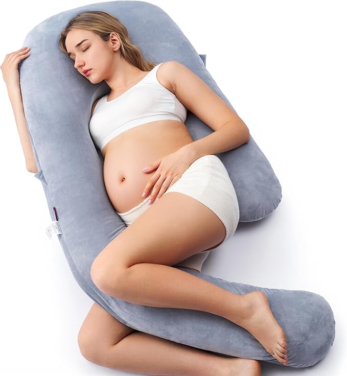 Momcozy Pregnancy Pillow for Sleeping, Dreamlign U Pro Maternity Pillow by Momcozy