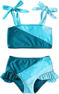 YOUNGER TREE Toddler Girls Two Pieces Swimsuit Color Block Stripe Swimwear by YOUNGERTREE