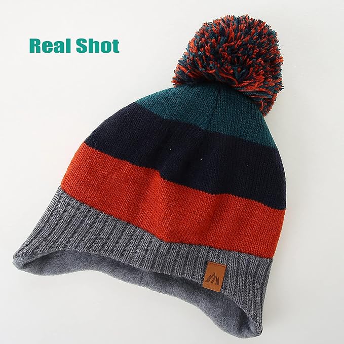 LMLALML Boys Winter Hat Earflap Knitted Beanie - Image 3