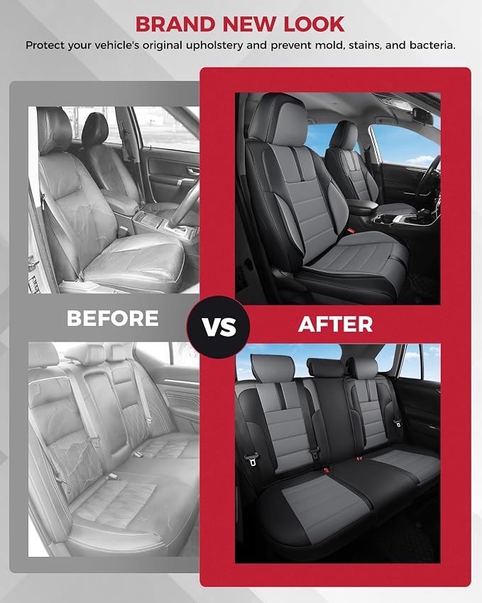 FREESOO Black Gray Car Seat Covers Full Set - Image 7