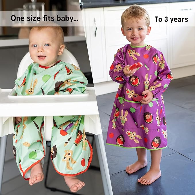 Tidy Tot - Long Baby Bib - Mess Proof Long Sleeve Feeding Smock - Waterproof Bib - Image 2
