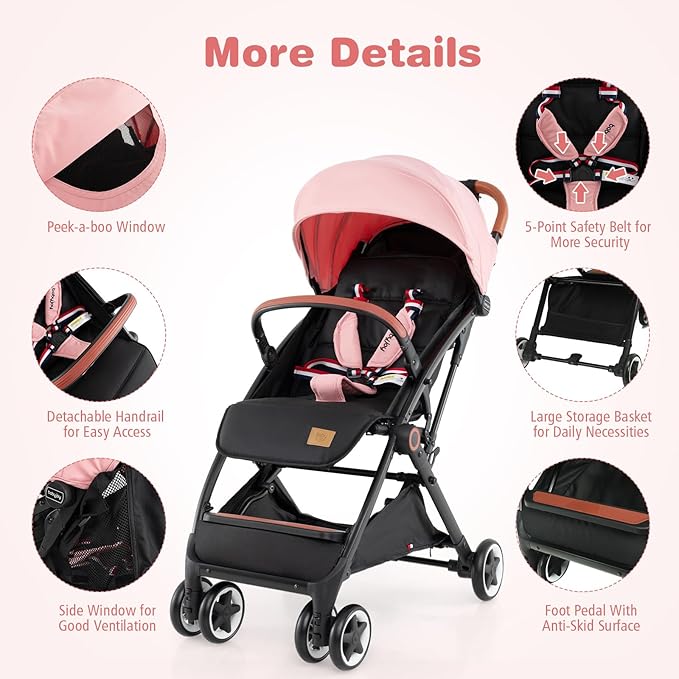 BABY JOY Lightweight Baby Stroller, Compact Toddler Travel Stroller - Image 2