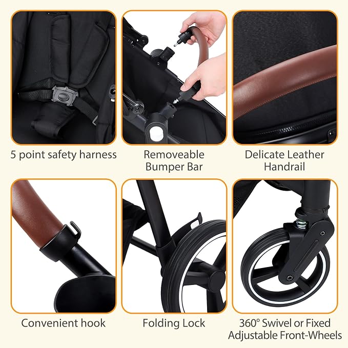 Tandem Double Stroller Newborn and Toddler, Foldable Twin Stroller - Image 7