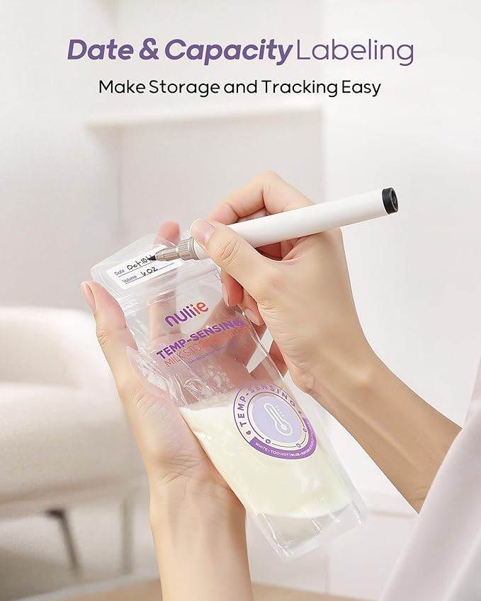 Nuliie 60pcs Temp-Sensing Breastmilk Storage Bag, Huge Temp-Sensing Icon & - Image 7