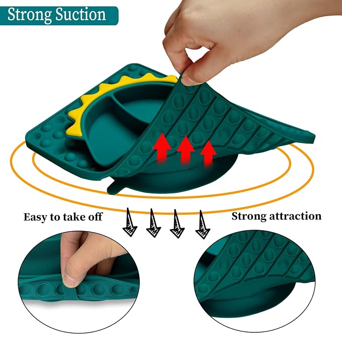 Silicone Toddler Dinosaur Feeding Placemat Set - Image 5