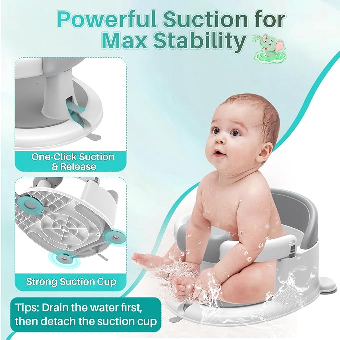 Inaya Baby Bath Seat for Babies 6 Months & Up, Safe and Comfortable Bathub - Image 4