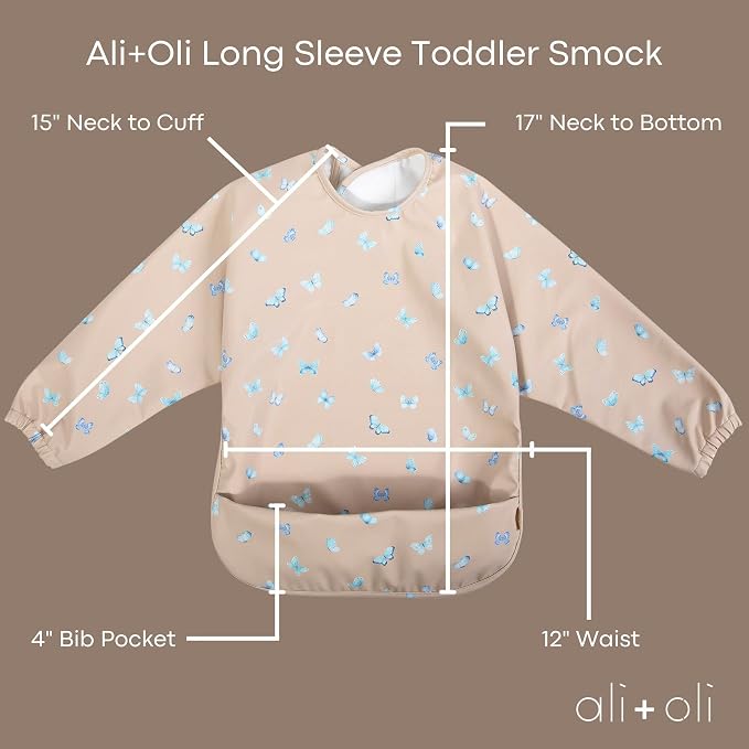 Ali+Oli Smock Bibs for Babies, BPA-Free Oeko-Tex Certified, Waterproof Baby - Image 2