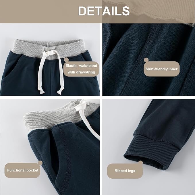 GFQLONG 3 Pack Toddler Boys Sweatpants Kids Active Jogger Pants - Image 4
