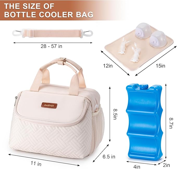 Breastmilk Cooler Bag with Ice Pack Fits 6 Baby Bottles up to 9 Ounce, Wearable - Image 5