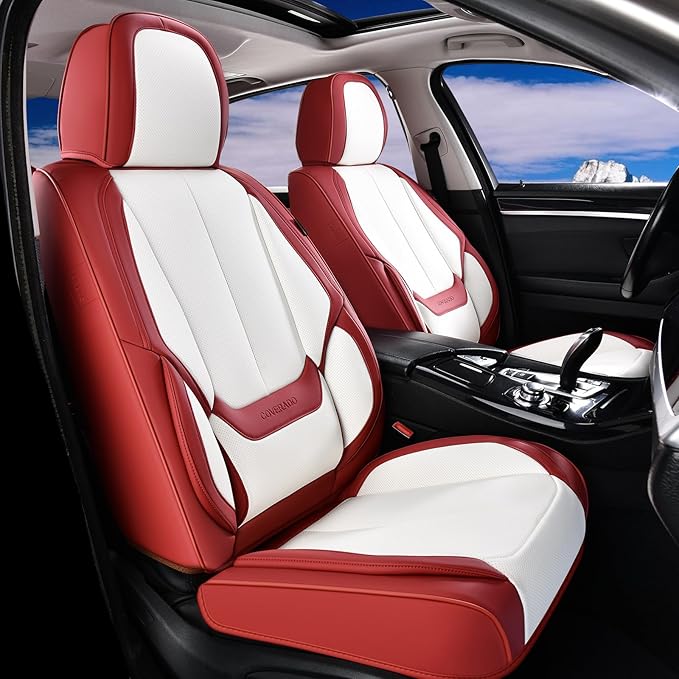 Coverado Car Seat Covers Full Set, Car Seat Protector Waterproof, Nappa Leather - Image 2