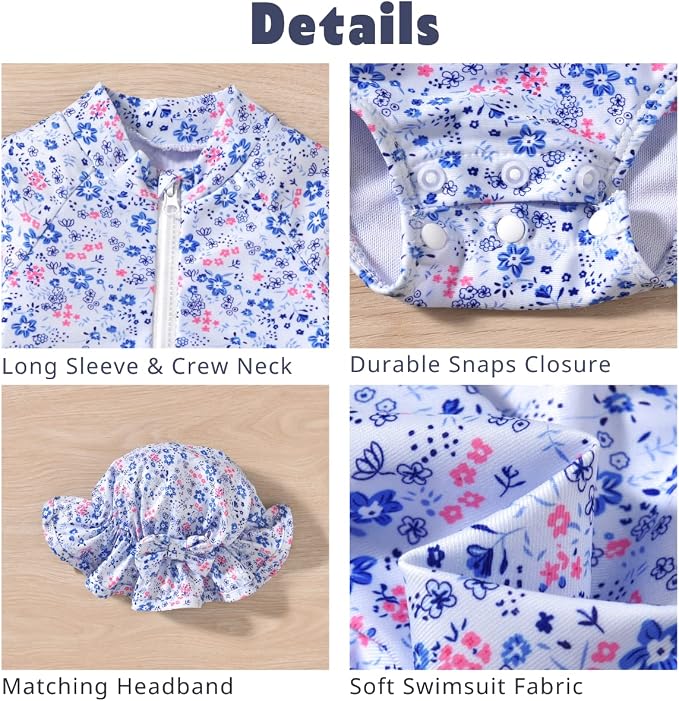Aalizzwell Baby Girls Long Sleeve One Piece Swimsuit - Image 4