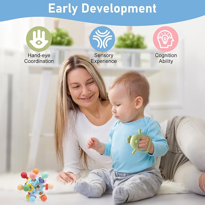 2 Pack Baby Teething Toys 0-6 6-12 Months, Soothing Chew Baby Toys - Image 3