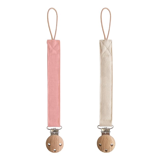 mushie Linen Baby Pacifier Clip Holder | Soft Fabric Strap by mushie