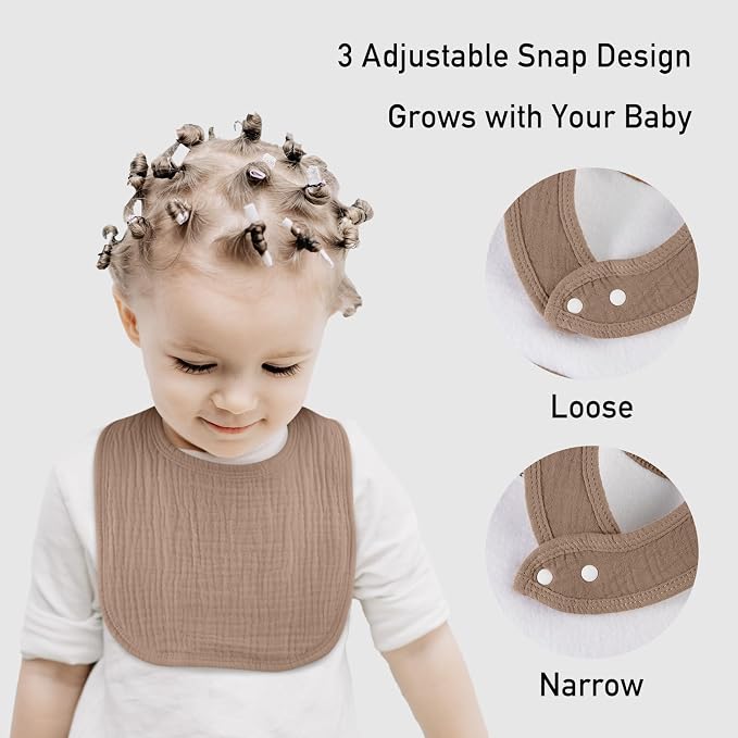 Muslin Baby Drool Bibs for Unisex Boys Girls, 10 Pack Soft Cotton Baby Bib for - Image 6