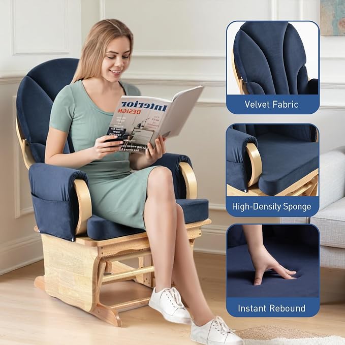 Rubber Wood Gliding Rocking Chair - Image 4
