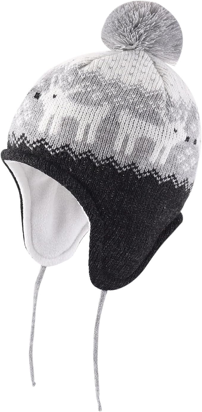 LANGZHEN Toddler Kids Infant Winter Hat, Earflap Knit Warm Cap Fleece Lined - Image 2