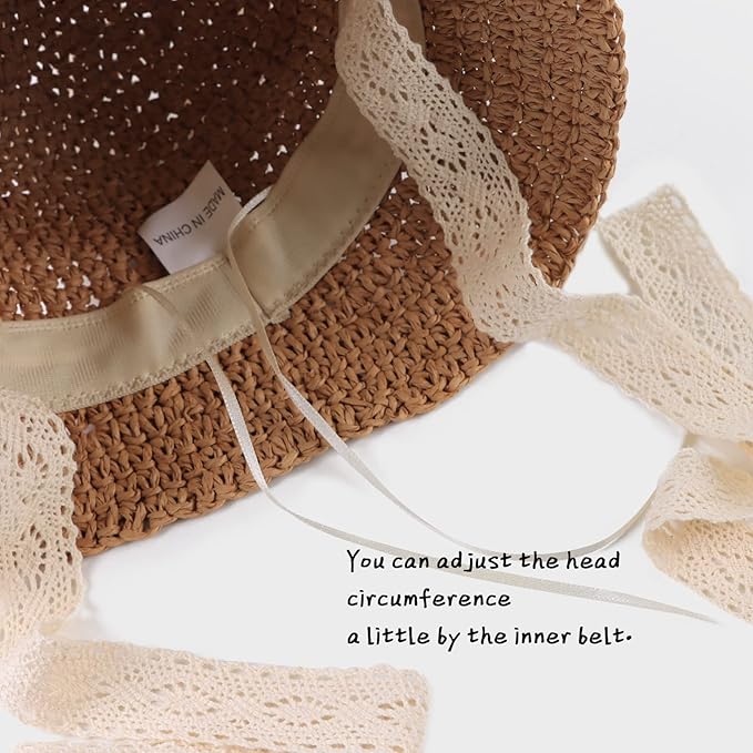 Baby Girl Straw Hat Outdoor Baby Sun Protection Hats Summer Bowknot Beach Cap - Image 4