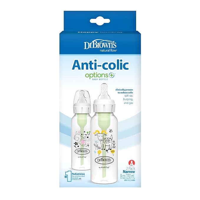 Dr. Brown's Natural Flow Anti-Colic Options+ Narrow Baby Bottle, Squirrel & Goat - Image 7