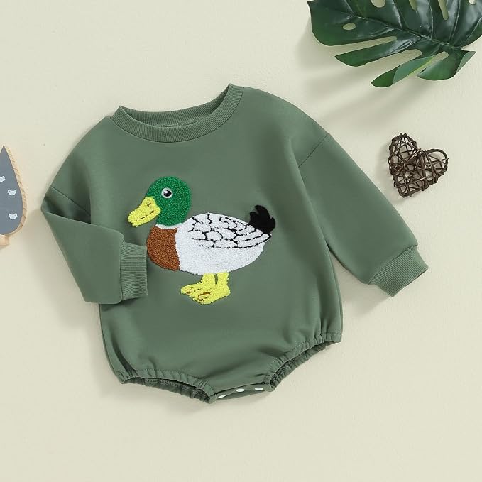 VISGOGO Newborn Infant Baby Boy Girls Oversized Romper Little Dude Sweater - Image 3