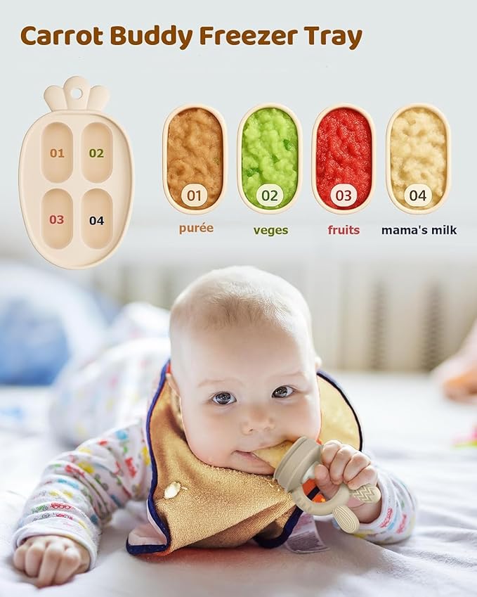 2 Packs Baby Fruit Feeder & Freezer Nibble Tray Combo, Push Pop Baby Food - Image 5