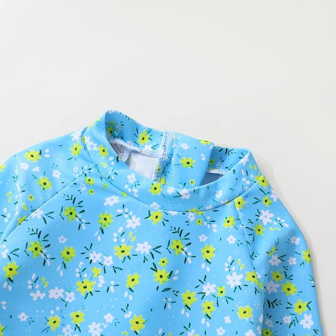 Infant Baby Girl Swimsuit One-Piece Long Sleeve Rash Guard - Image 5