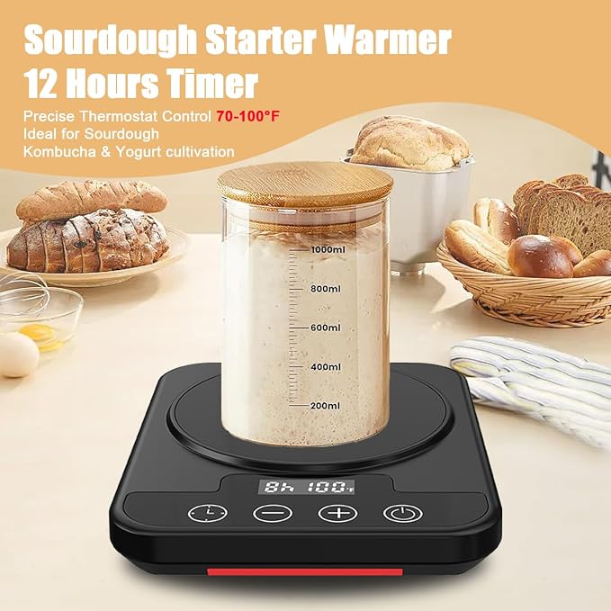 Sourdough Starter Warmer Mat, 12H Timer Warming Heating Pad, Precise 1°F - Image 3