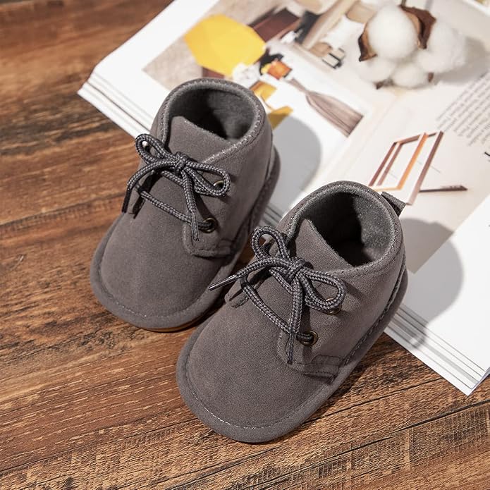 Baby Unisex Warm Snow Boots Newborn Leather Fur Lace Up Ankle Anti-Slip Rubber - Image 4