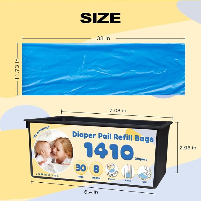 2-Pack Diaper Pail Refills Bags, Compatible - Image 8