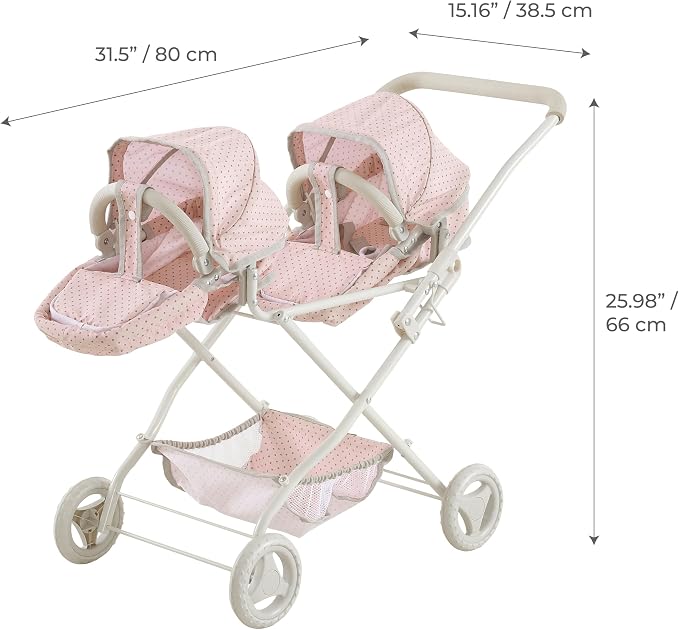 Olivia's Little World Twin Baby Doll Stroller, Double Bassinet Stroller Kids - Image 5