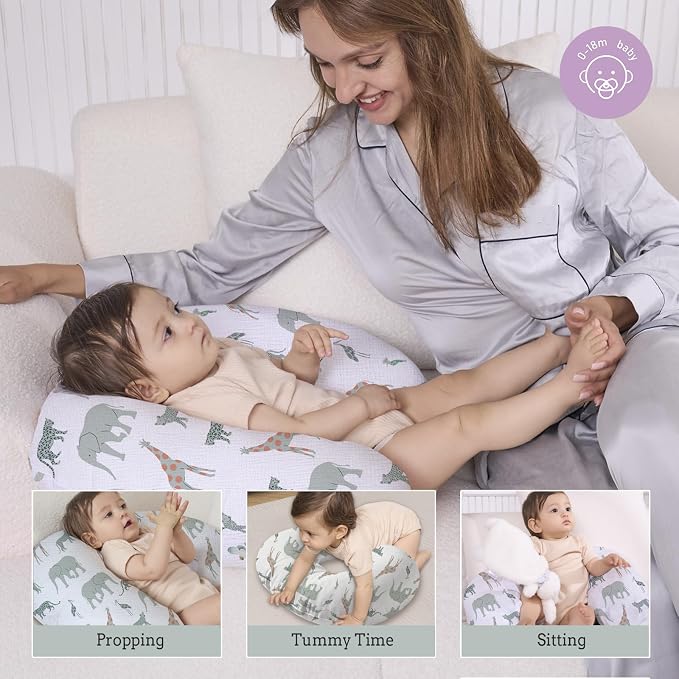 Little Grape Land Nursing Pillow, Soft 100% Cotton Breastfeeding Pillow - Image 5