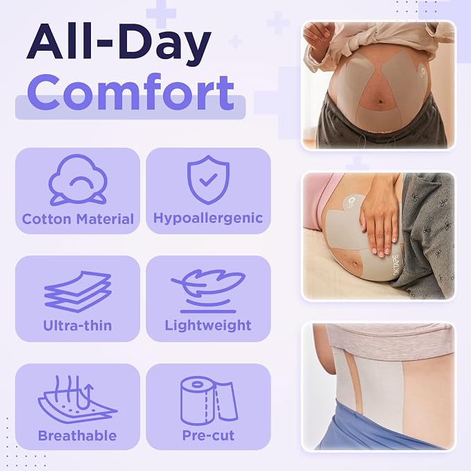 OK TAPE Pregnancy Belly Tape, Hypoallergenic Precut Belly Band Support - Image 4