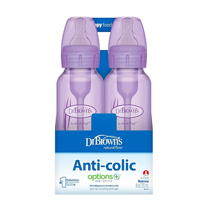 Dr. Brown’s Natural Flow® Anti-Colic Options+™ Narrow Baby Bottles, 8 oz/250ml - Image 6