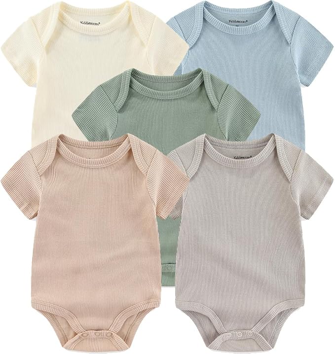 Kiddiezoom Newborn Baby Unisex Cotton One-Piece Bodysuits Baby Gift 5-Pack Baby by Kiddiezoom