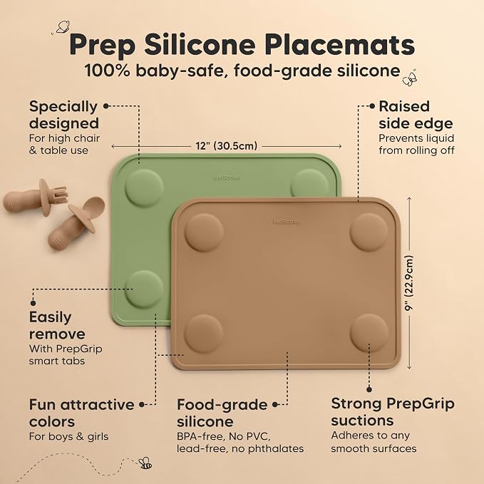 KeaBabies 2-Pack Silicone Placemats - Image 2