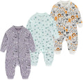 Newborn Baby 2-way Zipper Romper Cotton One-piece Jumsuit 3-pack, 0-24 Months by MAMIMAKA