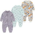 Newborn Baby 2-way Zipper Romper Cotton One-piece Jumsuit 3-pack, 0-24 Months by MAMIMAKA