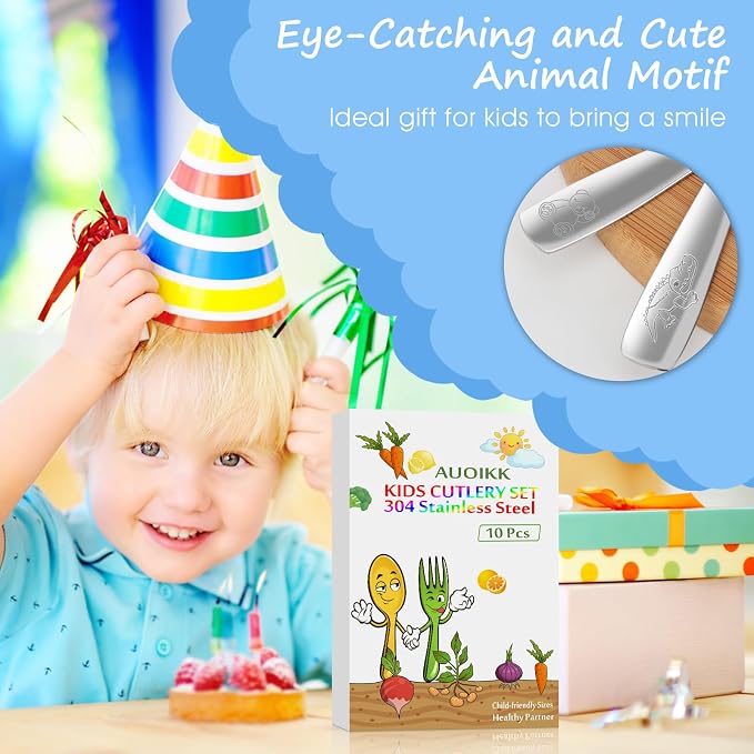 10-Piece Toddler Flatware, Kids Utensils Stainless Steel Cutlery Set, Children - Image 7