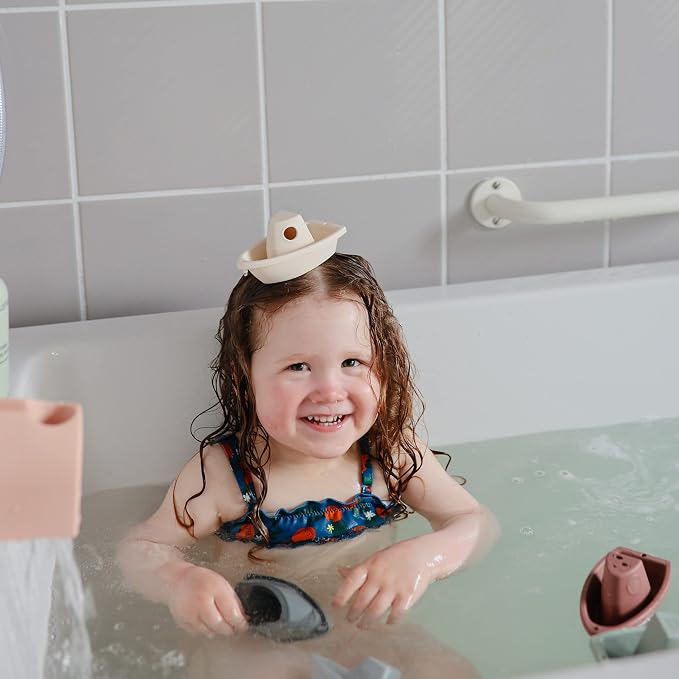 mushie Stackable Bath Boats Toy | Floating Bathtub Toys - Image 7