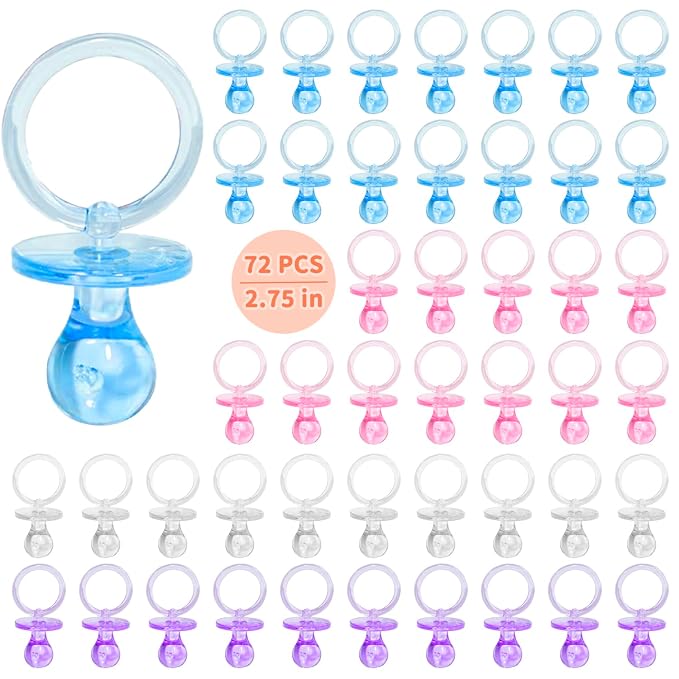 72 Pcs Baby Shower Pacifiers, 2.75’’ Plastic Pacifiers by XINHUIDALSQ