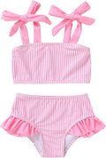 YOUNGER TREE Toddler Girls Two Pieces Swimsuit Color Block Stripe Swimwear by YOUNGERTREE