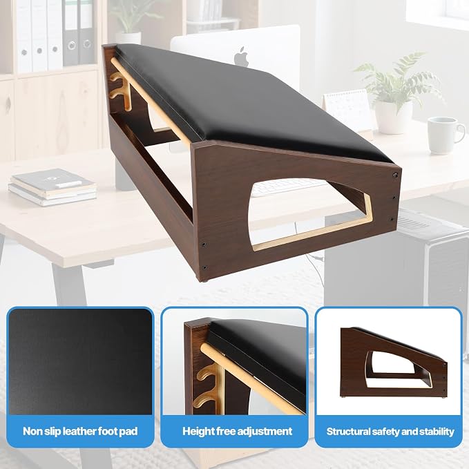 Ergonomic Foot Rest, 4 Adjustable Height Foot Stool, Footrest Under Desk， Soft - Image 7