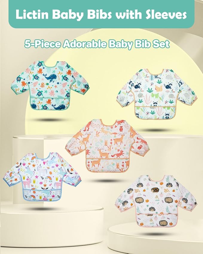 Lictin Long Sleeve Bibs 5 Pack - Image 2
