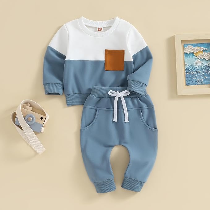 Toddler Baby Boy Fall Outfits Long Sleeve Crew Neck Pullover Sweatshirt + - Image 2